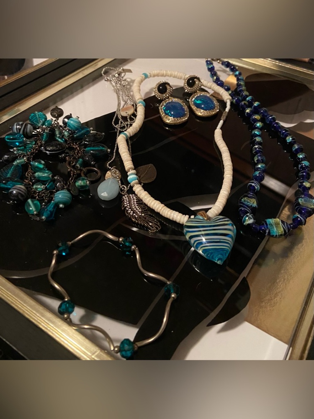 Blue(Turquoise ) Jewelry Lot-3 Necklaces, One pair Earrings, and 2 Bracelets
